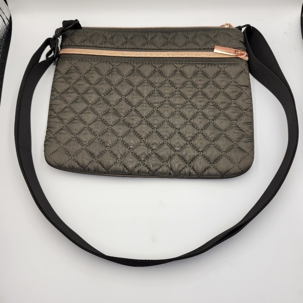 Quilted Olive Green & Rose Gold Shoulder Bag